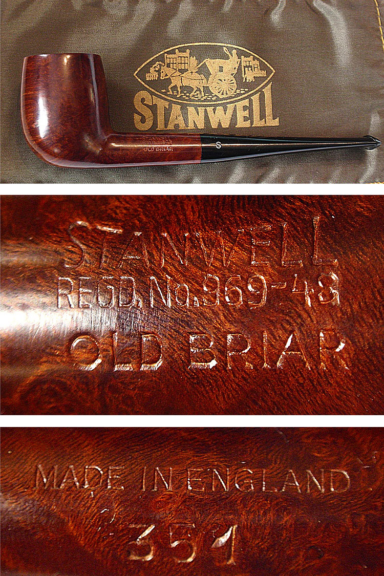 Stanwell 351 REGD.№. 969 - 48 Old Briar Made in England, «S» без короны. Трубка из коллекции Юрия Новикова | Фото: http://Blaik-Pipes.ru/