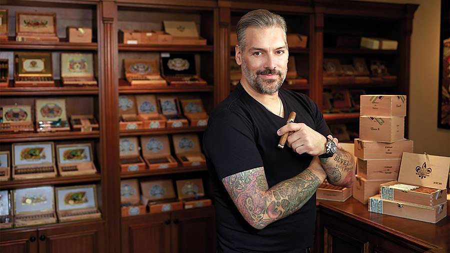Portraits of Pete Johnson / Tatuaje Cigars at the "My Father's Cigars" factory in Doral, FL. All Rights Reserved.  ©Jeffery Salter 2019  Please contact Photographer Jeffery Salter (305) 773 6356 or Jeff@Jefferysalter.com for additional usage.