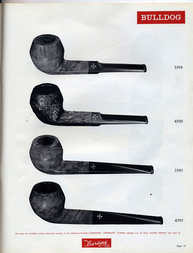 45-я страница каталога 1962 г., демонстрирующая новую систему маркировки  форм и размеров трубок Barling's Фото: Pipedia.Org