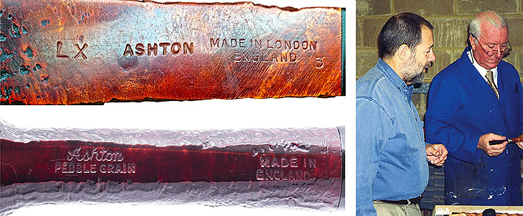 Изменение маркировки курительных трубок Ashton: 1983 год (вверху), конец 90-х (внизу).